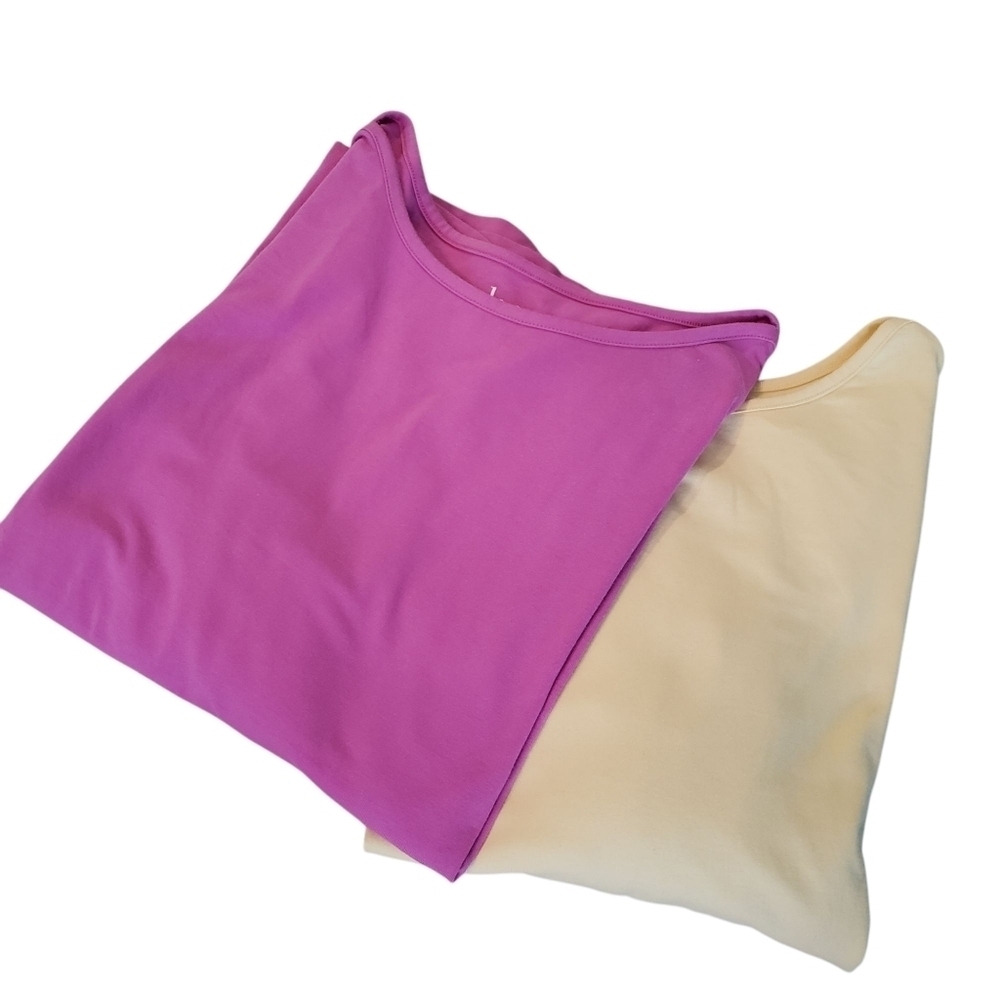 2 Denim&Co Tops With Lace Insets